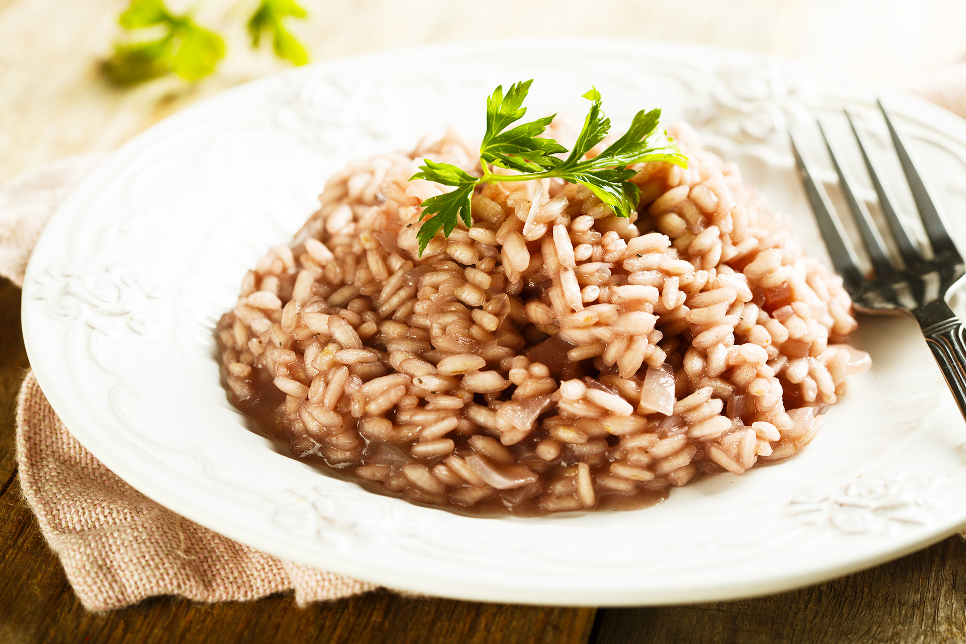 <p>Risotto al vino rosso con Pecorino di Pienza</p>
