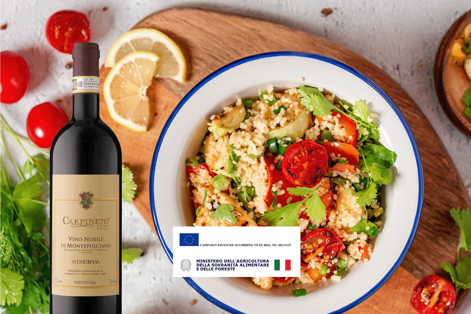 Velvety and Mediterranean: Vino Nobile di Montepulciano with Roasted Vegetable and Date Couscous
