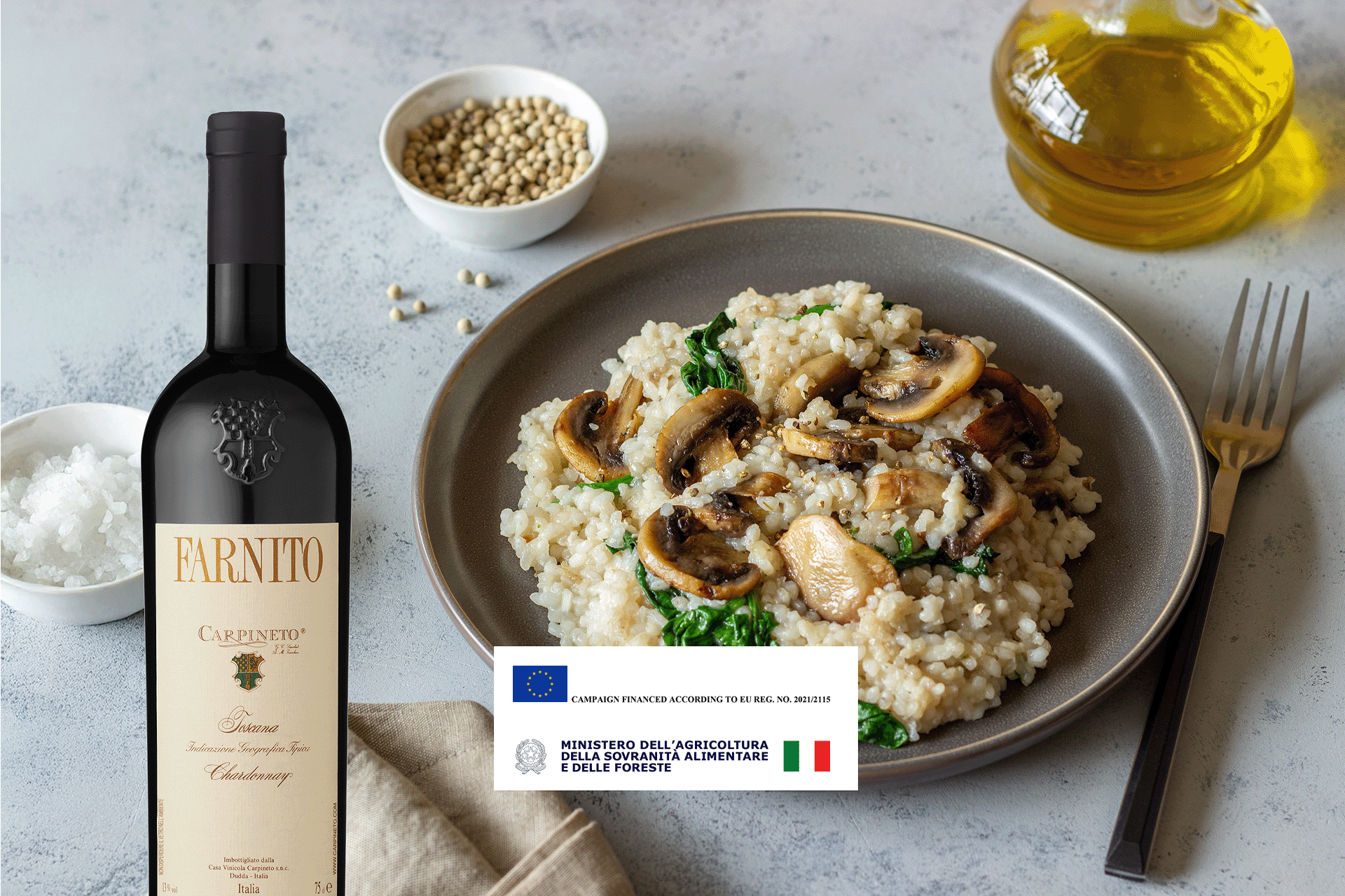 Transitional Aromatics: Farnito Chardonnay with Mushroom and Lemon-Thyme Risotto
