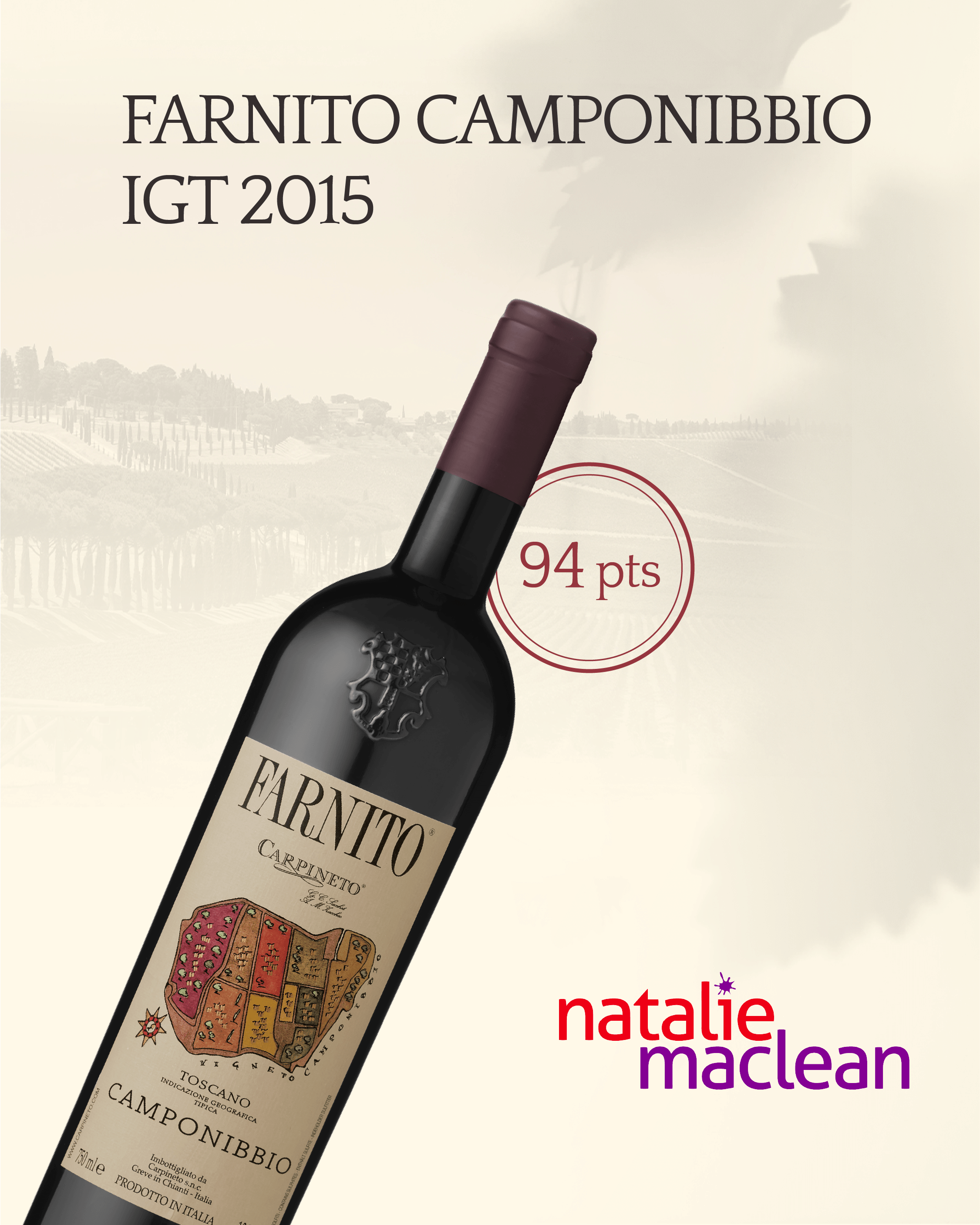 Wine Spectator Farnito Camponibbio I.G.T. 2015 - Giugno 2020 - Best Value 95 PTS