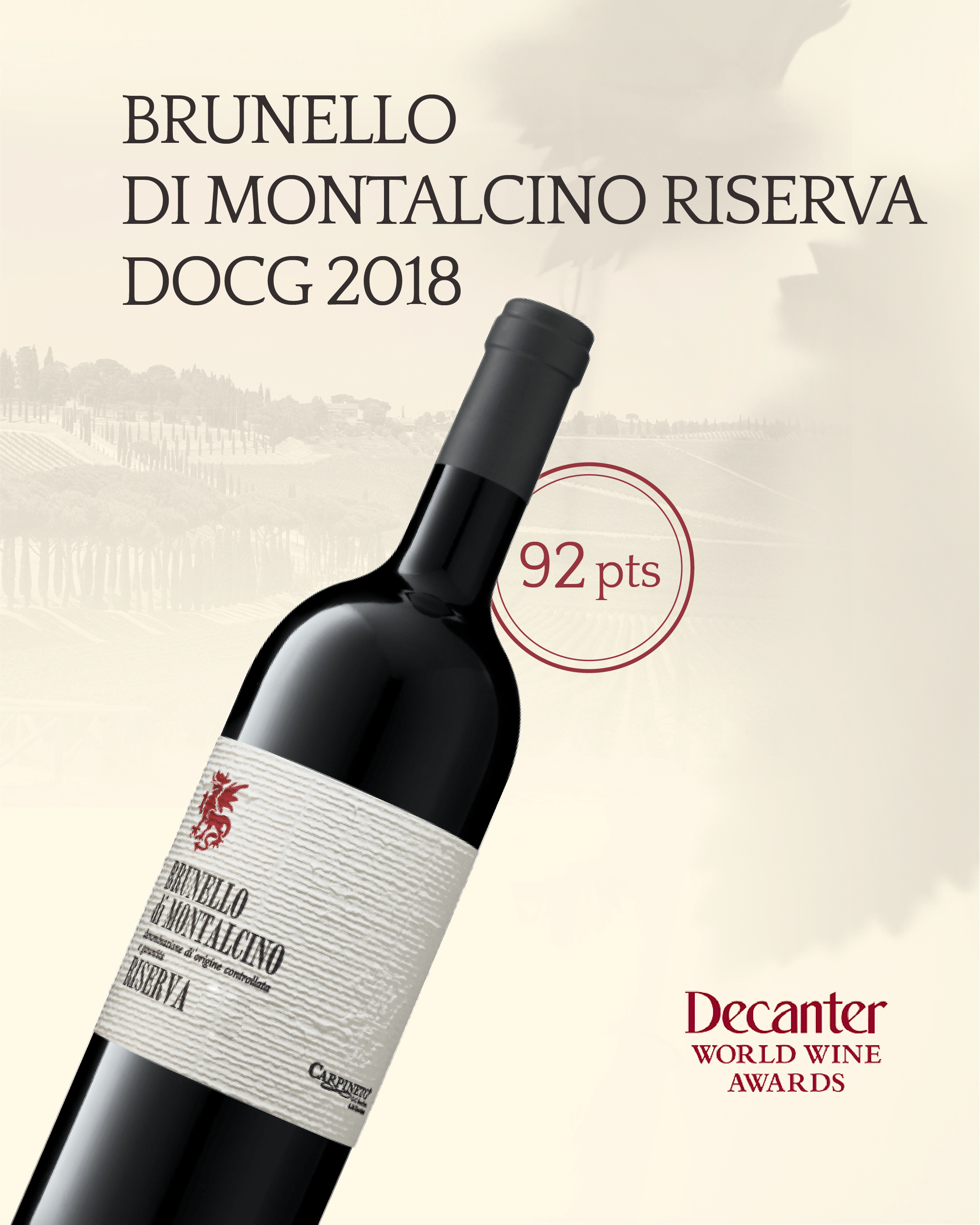 Doctor Wine Brunello di Montalcino DOCG 2015 - November 2020 - 95 PTS