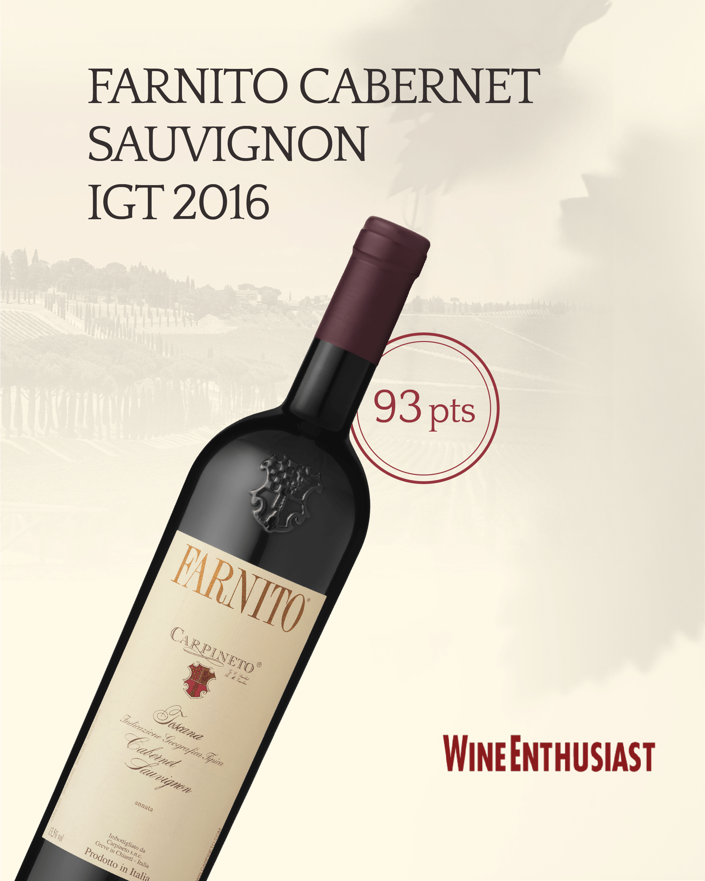 Wine Spectator Farnito Cabernet Sauvignon I.G.T. 2015 - September 2020 - 94 PTS